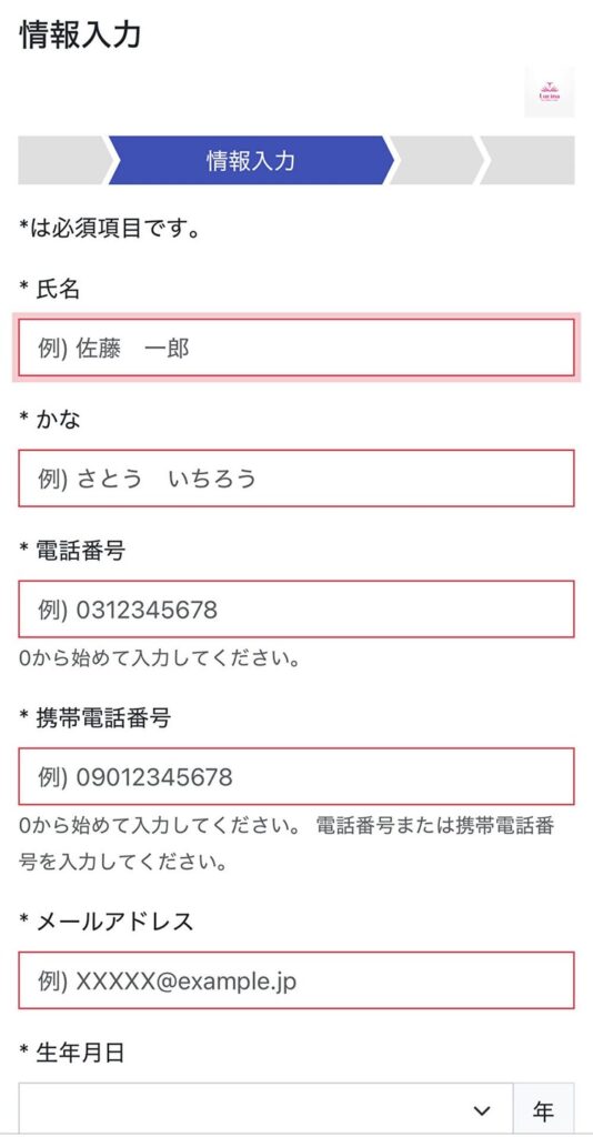 ルキナ(Lucina) 申し込みステップ