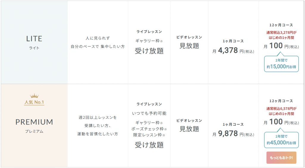 SOELU(ソエル）　料金表